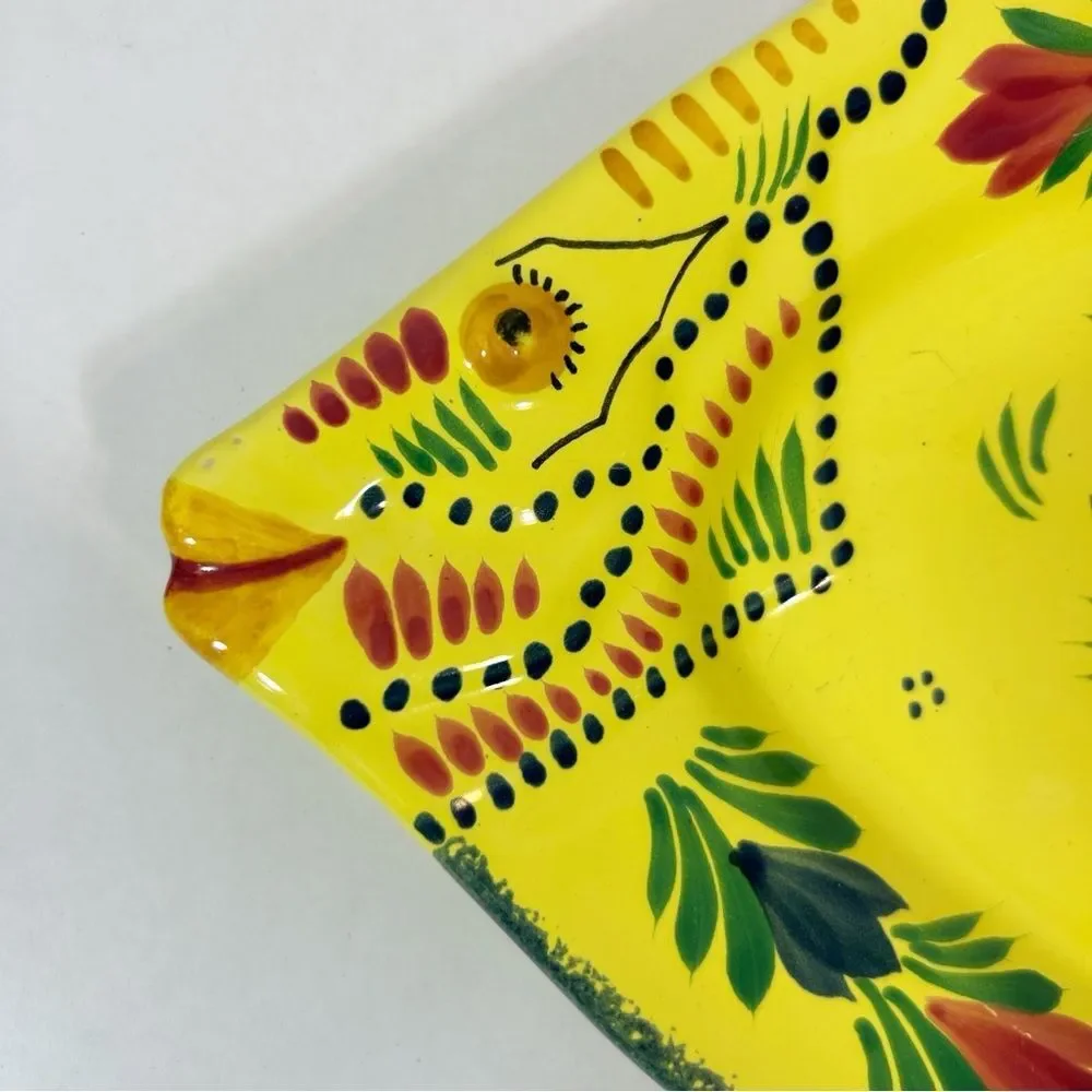 HB Henriot Quimper France Fish 19.25” Platter Yellow Soleil Pottery Femme Breton
